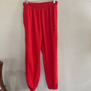 Nike  Red Jogger Sweatpants with Black Swoosh